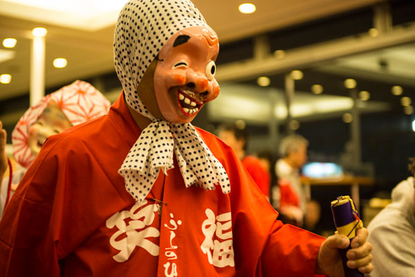 Funny masked dancers perform at Furano cultural night.